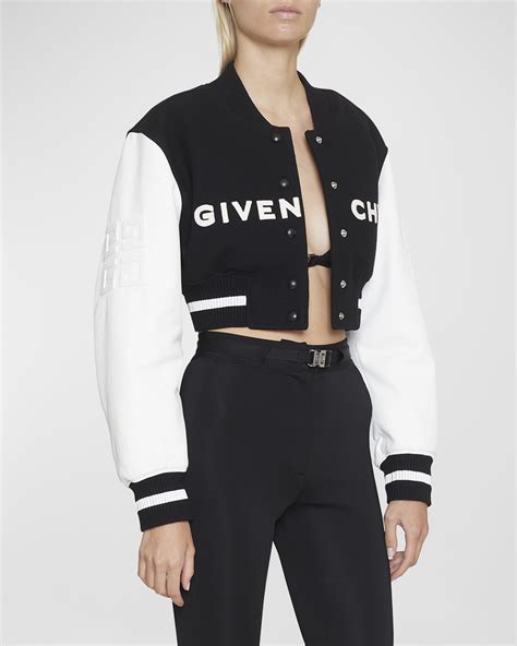 givenchy paris varsity jacket|Givenchy cropped varsity jacket.